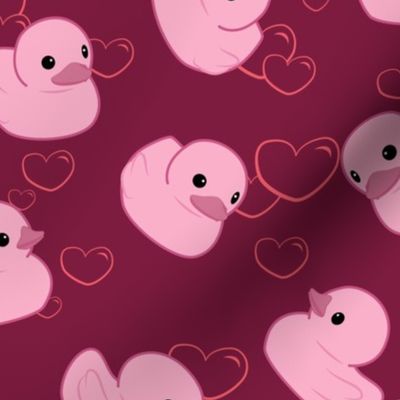 Pink toy duck love - L