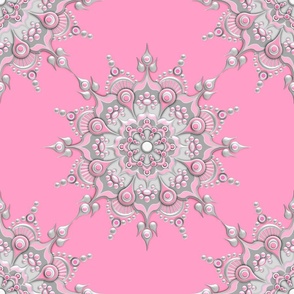 Light Grey Mandala on Pink Med