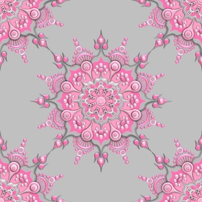 Light Pink Mandala on Grey Med