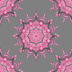 Pink Mandala on Grey Med