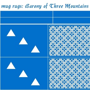 mug rugs: Barony of Three Mountains (SCA)