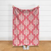 Romantic Cat Damask - valentines cats, yoga cats, light pink, coral