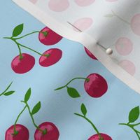 Cherry Scatter on Baby Blue - Small Scale