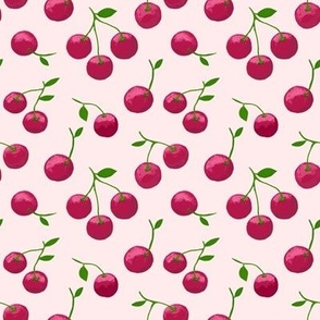 Cherry Scatter on Misty Pink - Small Scale