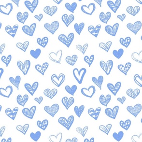 Hand drawn hearts White Pastel Blue medium