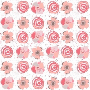 Fun Girly Flowers in Pinks and Grey and Splatter 
