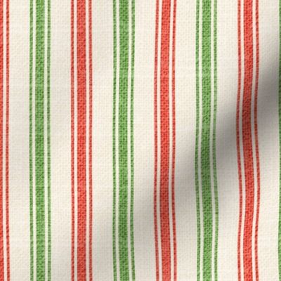 Holiday Ticking Stripes-Red-n-Green