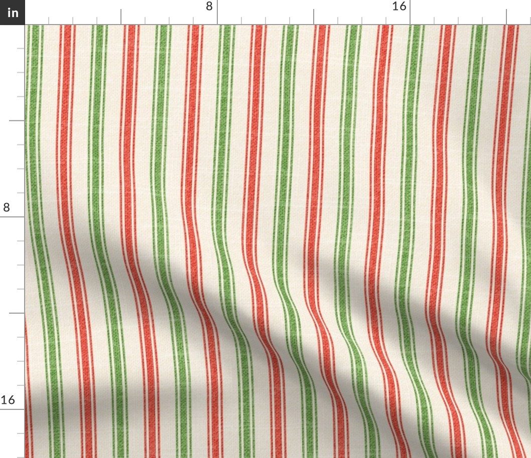 Holiday Ticking Stripes-Red-n-Green