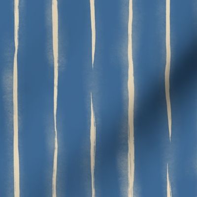 Little House - Sea Stripes - beige on blue (halfscale)