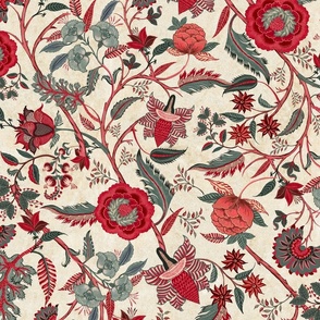 Chintz Indian vintage retro reds