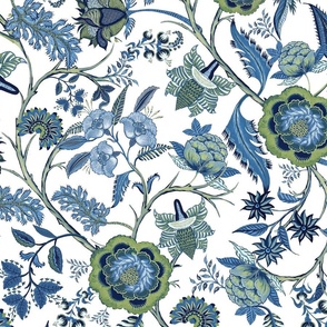 Indian Chinoiserie Chintz Hamptons Blues