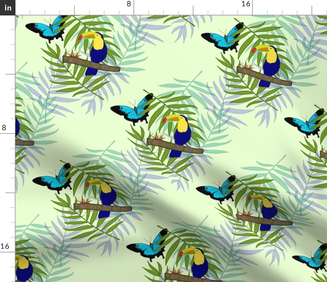 Toucan Rainforest (motif) - mint green, medium 