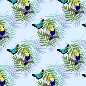 Toucan Rainforest (motif) - baby blue, medium 