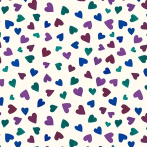 scattered watercolour hearts - dark pastel
