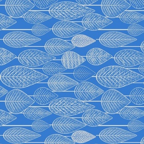 Fun Leaves and Trees Textured Collage Blue and White Mix Large Whimsical Funky Retro Pattern in Neutral Colors Subtle Sapphire Blue 527ACC Light Eagle Ivory White Beige Gray DBDBD0 Subtle Modern Geometric Abstract rotated