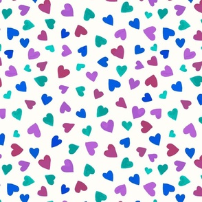 scattered watercolour hearts - light pastel