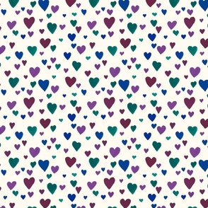 small vertical watercolour hearts - dark pastel