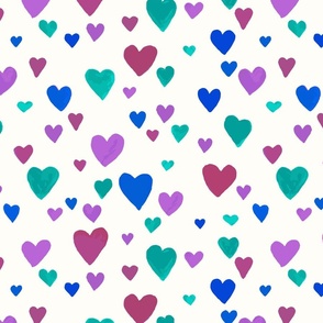 vertical watercolour hearts - light pastel