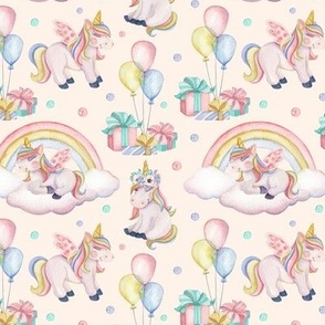 Cute unicorns. Pink background