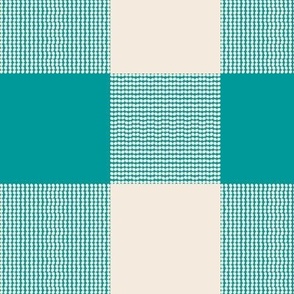 Fun Pearls and Dots Textured Buffalo Checks Jewel Tones Mix Large 2 Whimsical Funky Retro Checks Pattern in Bright Colors Persian Green Blue Turquoise 009999 Dynamic Ivory White Beige F0E9DD Dynamic Modern Geometric Abstract