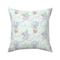 Cute unicorns. Blue background