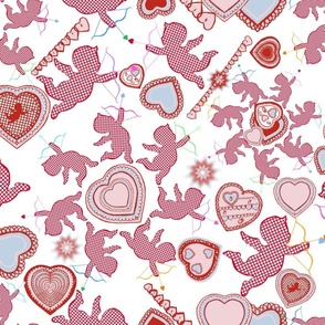 Kitsch Valentine Hearts and Cupids Medium 