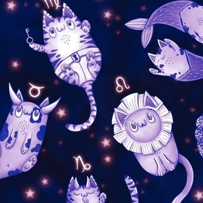 Cat Zodiac Signs (mid scale) purple