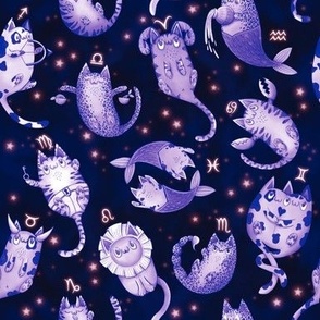 Cat Zodiac Signs (smaller scale) purple