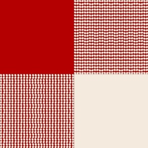 Fun Pearls and Dots Textured Buffalo Checks Jewel Tones Mix Large Whimsical Funky Retro Checks Pattern in Bright Colors Red Berry Dark Red 990000 Dynamic Ivory White Beige F0E9DD Dynamic Modern Geometric Abstract