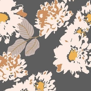 Evergreen Memory charcoal / abstract floral elegant pattern
