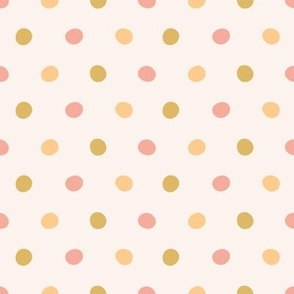 Retro Dots yellow coral mustard / minimal geo pattern with polka dots