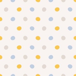 Retro Dots blue yellow grey / minimal geo pattern with polka dots
