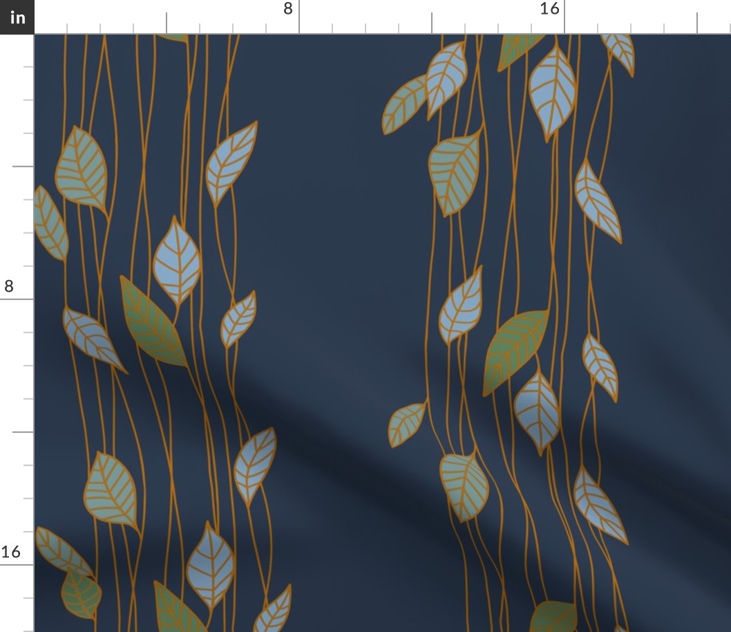 Modern Leaves on Navy Blue