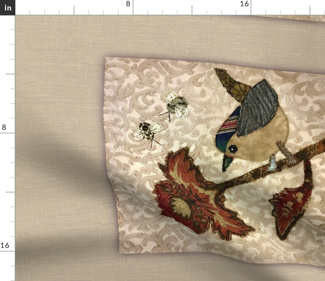 Scrappy happy bird tea towel