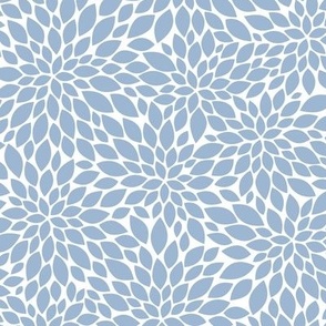 Dahlia Blossoms Pattern - Powder Blue and White