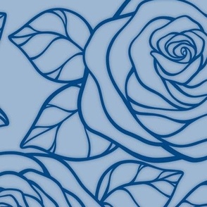 Rose Cutout Pattern - Powder Blue and Blue