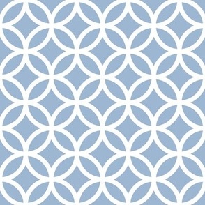 Interlocked Circles Pattern - Powder Blue and White