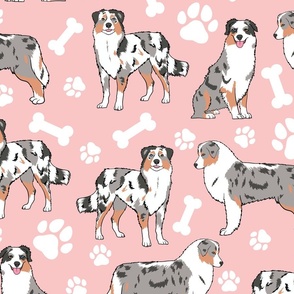 Australian Shepherds Bones and Paws - Pink - Large Scale