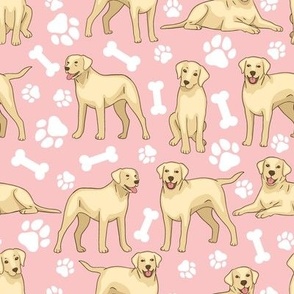 Yellow Labrador Retrievers Bones and Paws - Pink