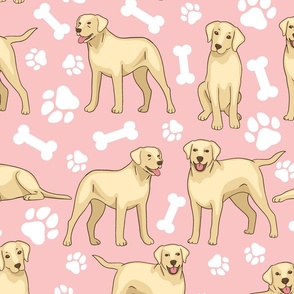 Yellow Labrador Retrievers Bones and Paws - Pink - Large Scale