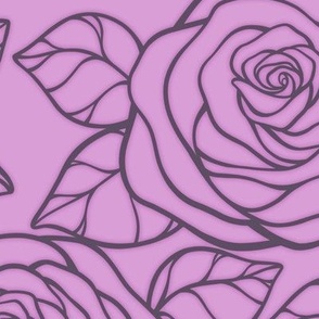 Large Rose Cutout Pattern - Lilac and Somber Lilac