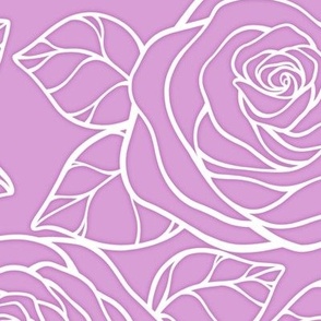 Large Rose Cutout Pattern - Lilac and White
