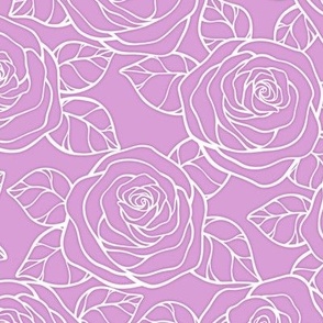 Rose Cutout Pattern - Lilac and White