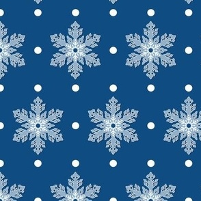 Classic Blue Snowflakes and Polka Dots Pattern CBSP1