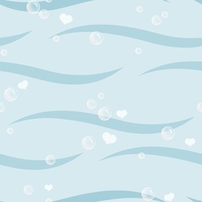Light Underwater Pattern with Bubbles and Hearts CUAP1