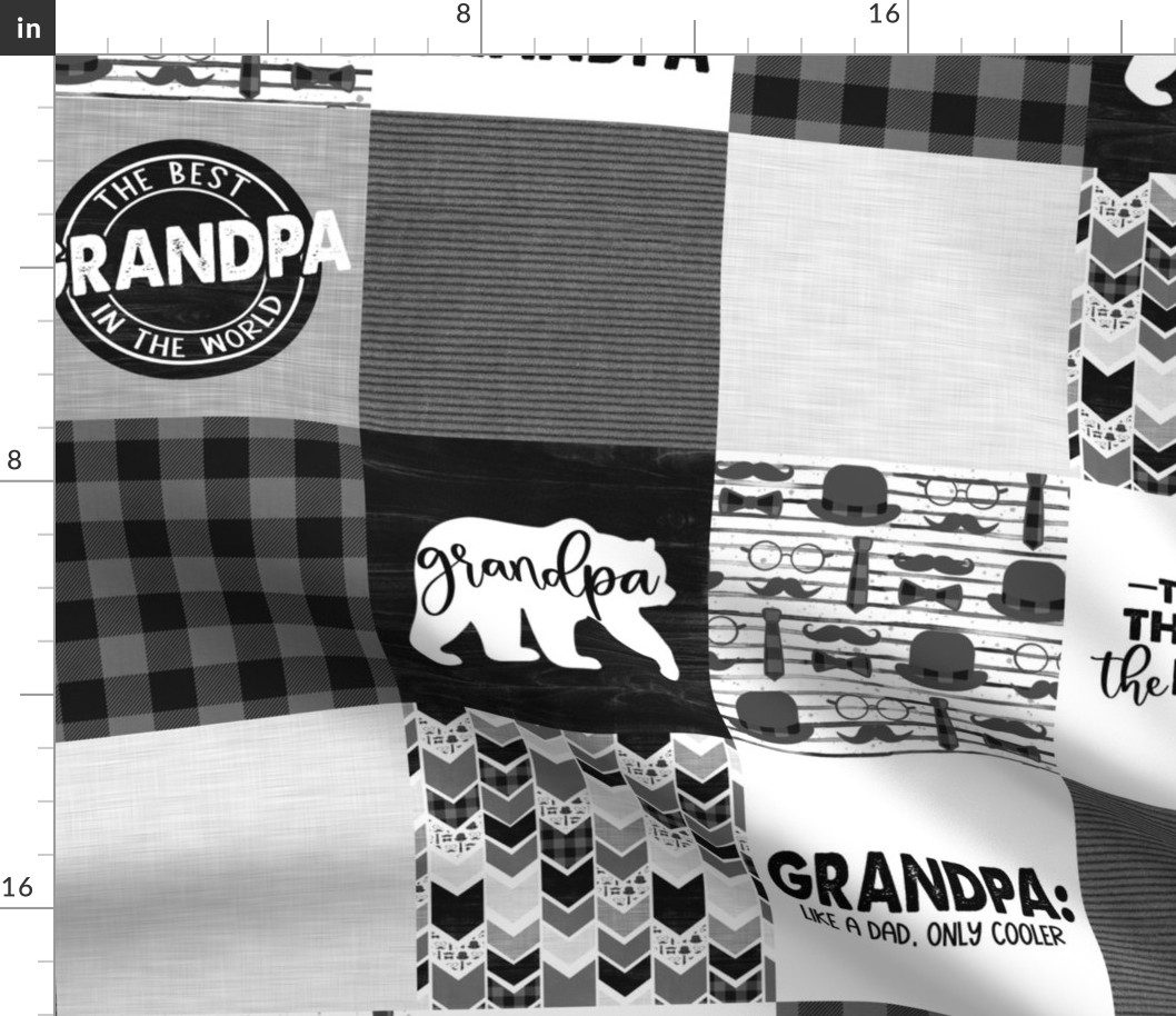 Grandpa Bear//Grey&Black - Wholecloth Cheater Quilt