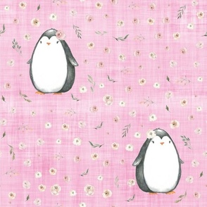 pink rose penguin pink linen