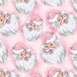 Pink Santa snowflakes Holiday Christmas