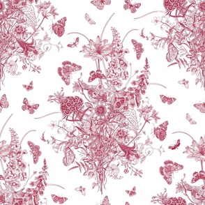 red chinoiserie ,toile,Victorian pattern