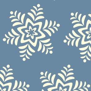 Snowflakes on Blue Christmas Holiday Winter Design - LARGE Scale - UnBlink Studio by Jackie Tahara